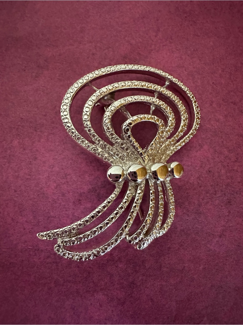 Vintage Monet Silver Cluster Of Rope Brooch